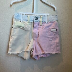 Toddler Girl Pastel Colorblock Denim Shorts